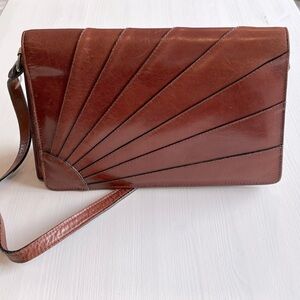 70s sunburst crossbody bag leather cognac